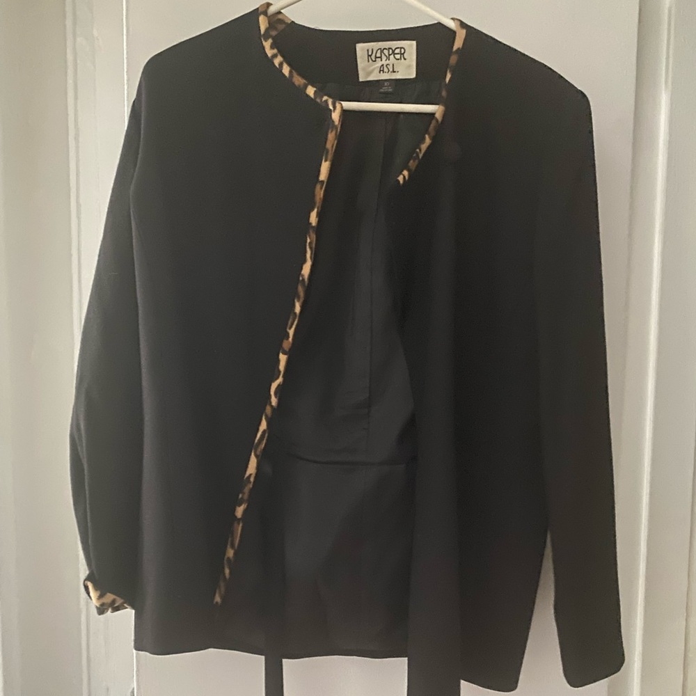 Vintage black leopard jacket blazer